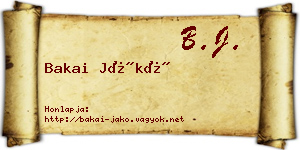 Bakai Jákó névjegykártya